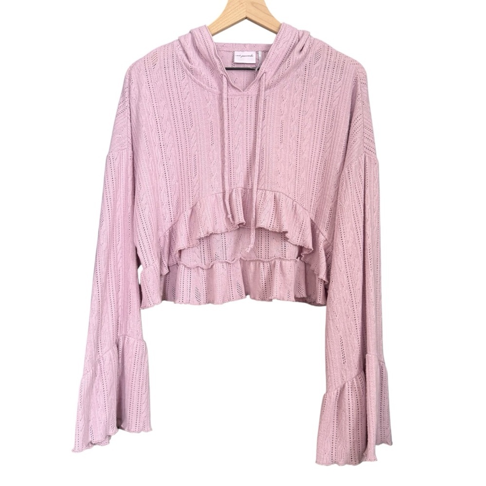 Urban Outfitters Ruffled Crop Hooded Sweater